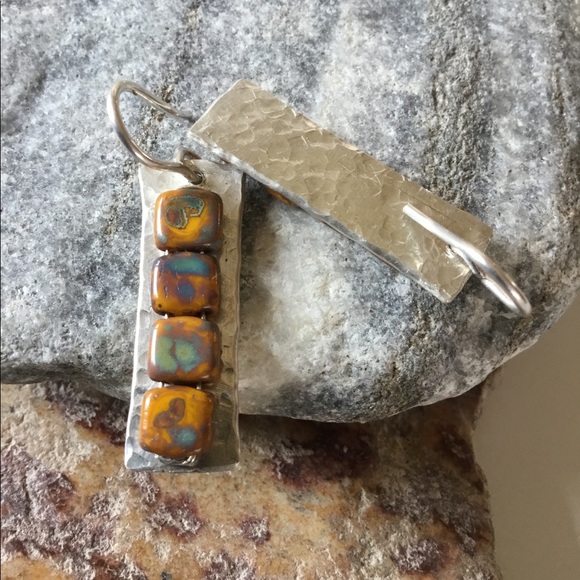 Miuki Beads On Hammered .999 fine silver Earrings - Picture 8 of 8